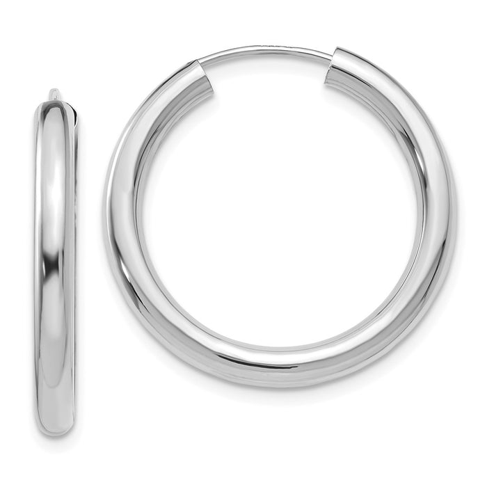 Million Charms 14k White Gold Polished Endless Tube Hoop Earrings, 25mm x 25mm