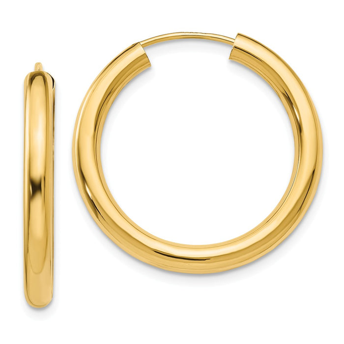 Million Charms 14k Yellow Gold Polished Endless Tube Hoop Earrings, 25mm x 25mm