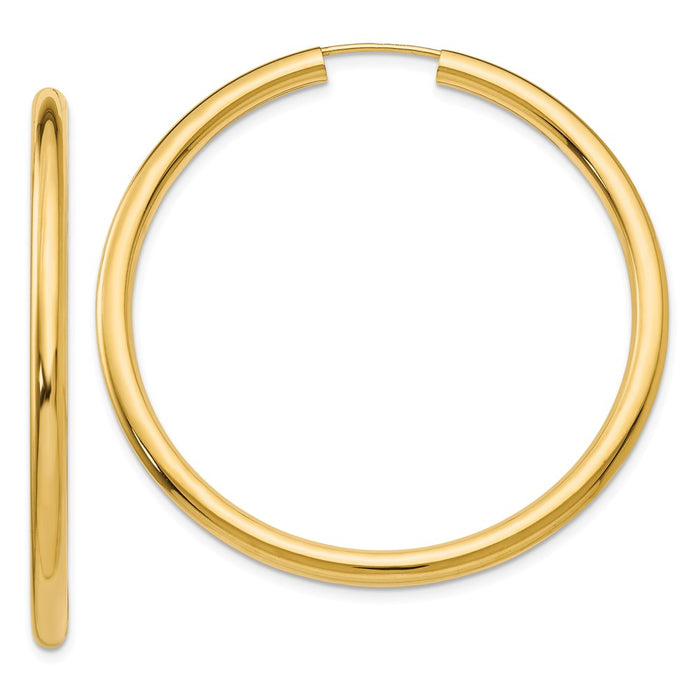 Million Charms 14k Yellow Gold Polished Endless Tube Hoop Earrings, 45mm x 45mm