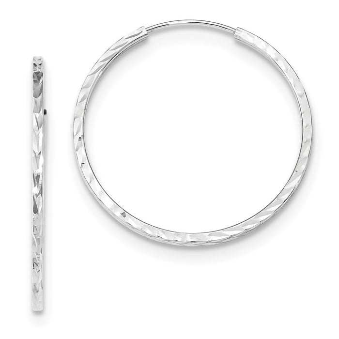 Million Charms 14k White Gold Diamond-cut Square Tube Endless Hoop Earrings, 30mm x 30mm