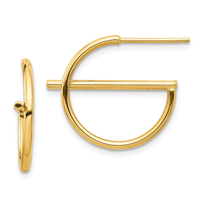 Million Charms 14k Yellow Gold Split Circle Post Earrings, 17.96mm x 20.37mm