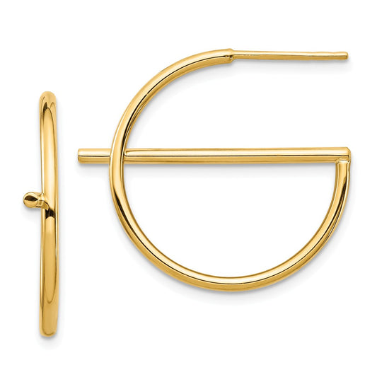 Million Charms 14k Yellow Gold Split Circle Post Earrings, 22.91mm x 25.69mm