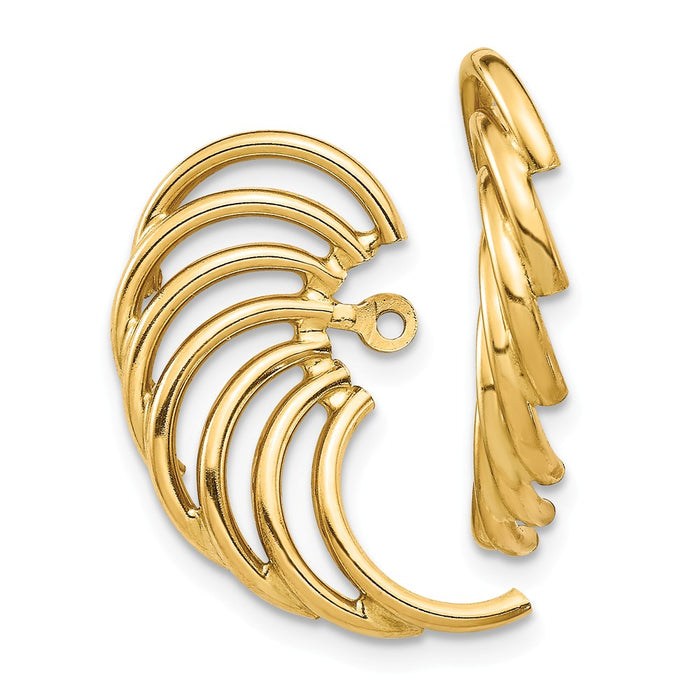 Million Charms 14k Yellow Gold Polished Swirl Shaped Earring Jackets, 23mm x 13mm