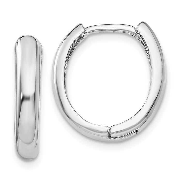 Million Charms 14k White Gold Hinged Hoop Earrings, 10mm x 4mm