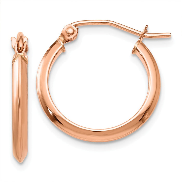 Million Charms 14k Rose 2.5mm Knife Edge Hoop Earrings, 12mm x 2.5mm