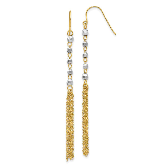 Million Charms 14K Two-tone Bead Tassel Earrings, 70mm x 5mm