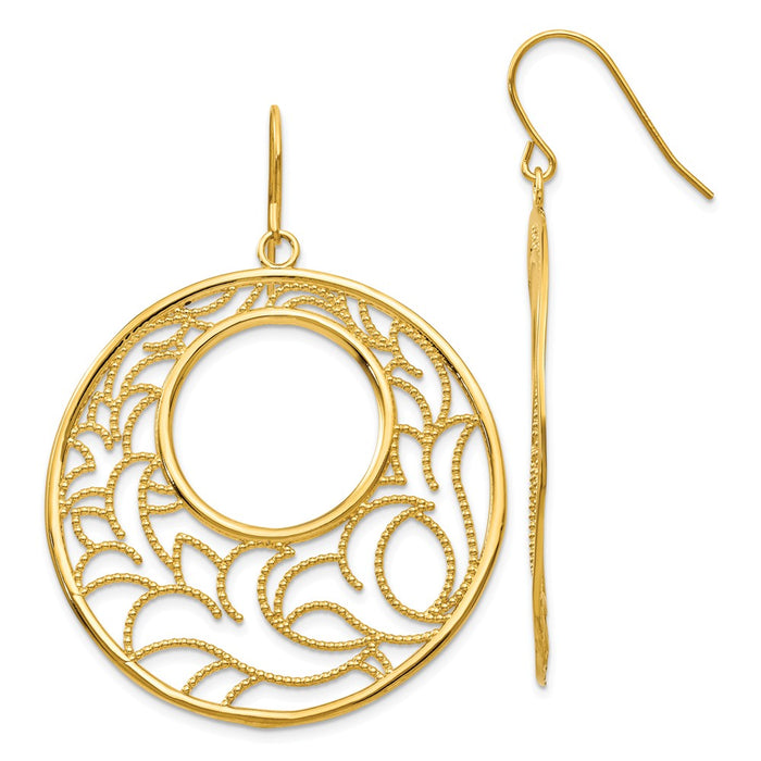 Million Charms 14k Yellow Gold Circle Earrings, 52mm x 39mm