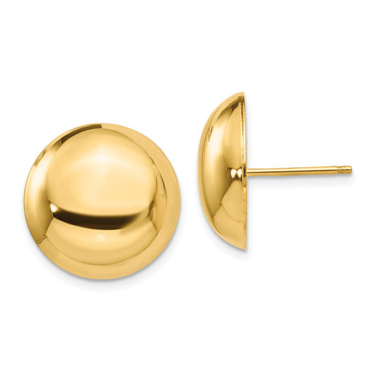 Million Charms 14k Yellow Gold 15.50mm Button Post Earrings, 15.5mm x 15.5mm