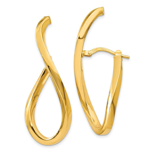 Million Charms 14k Yellow Gold Polished Oval Post Earrings, 42mm x 4mm