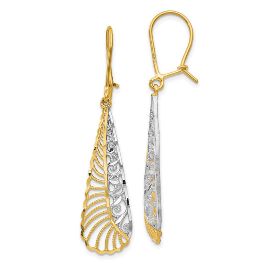 Million Charms 14k & Rhodium-plated Dangle Kidney Back Earrings, 49mm x 10mm