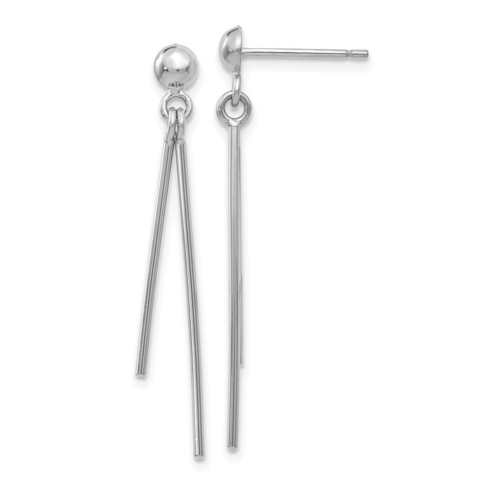 Million Charms 14k White Gold Polished Post Dangle Earrings, 38mm x 3mm