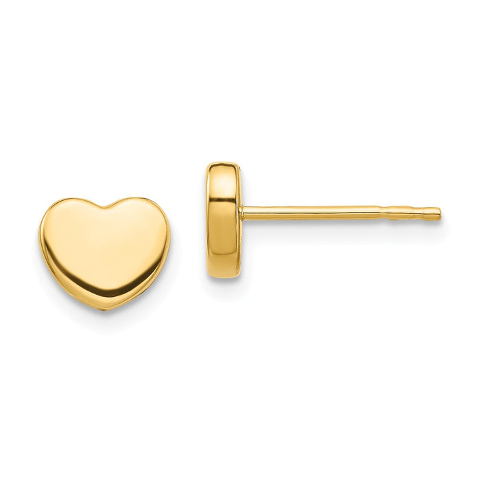 Million Charms 14k Yellow Gold Polished Heart Post Earrings,