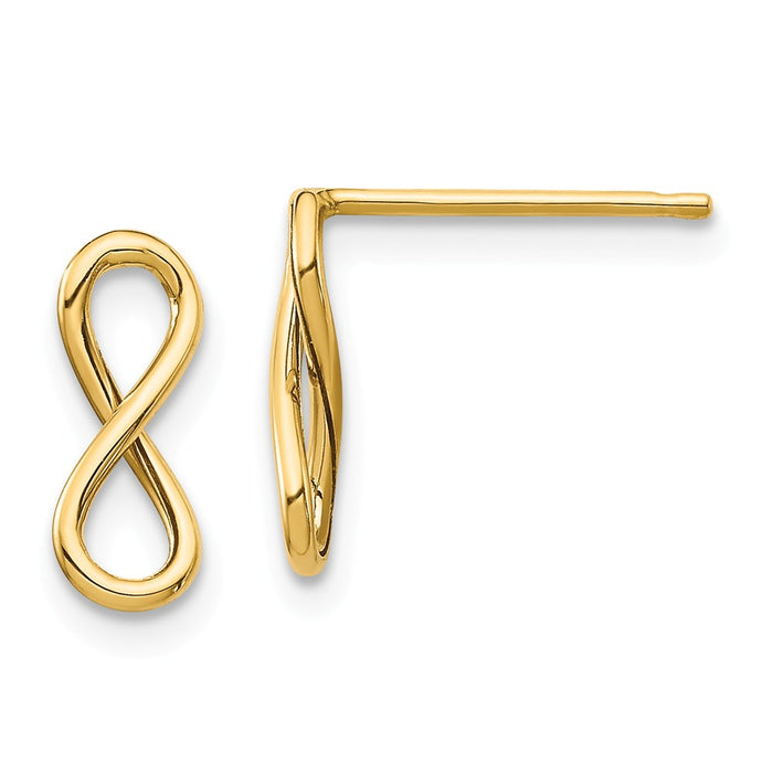 Million Charms 14k Yellow Gold Polished Infinity Post Earrings,