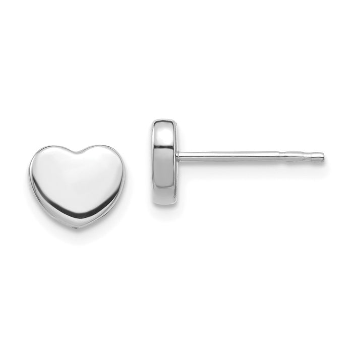 Million Charms 14K White Gold Polished Heart Post Earrings,