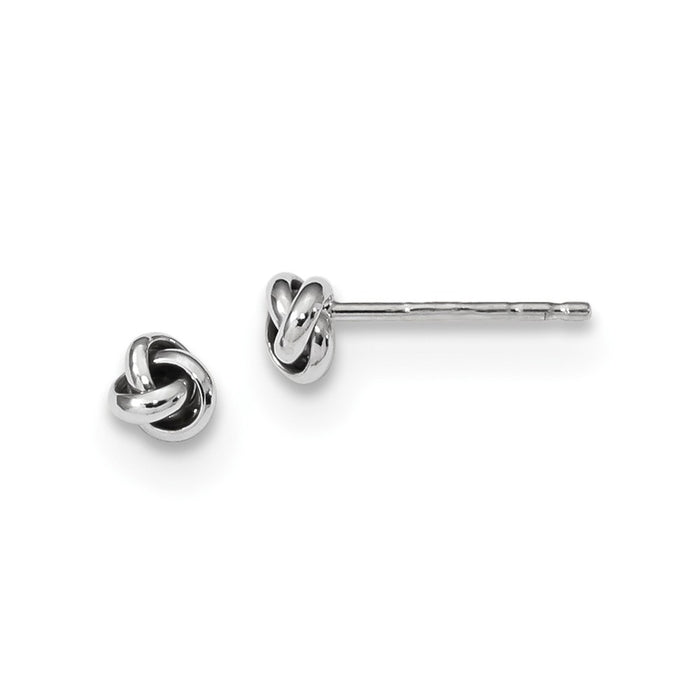 Million Charms 14k White Gold Polished Love Knot Post Earrings, 4.5mm