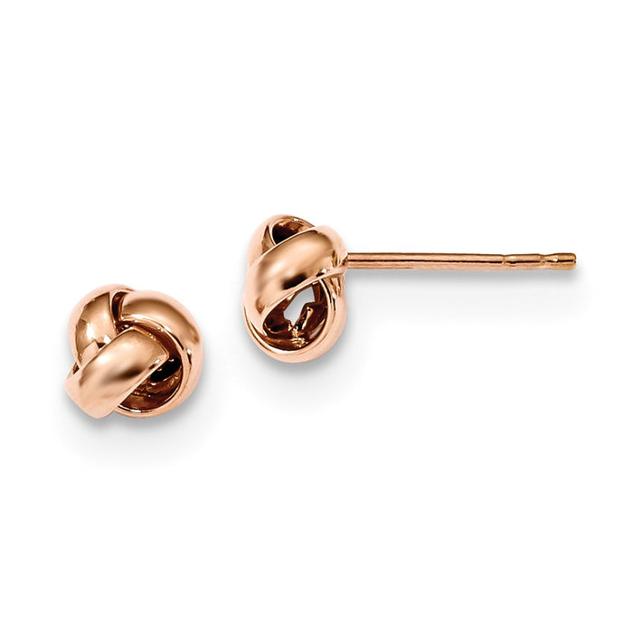 Million Charms 14k Rose Gold Polished Love Knot Post Earrings, 6mm
