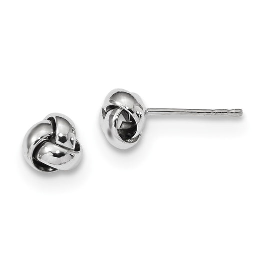 Million Charms 14k White Gold Polished Love Knot Post Earrings, 6.5mm