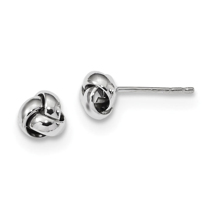 Million Charms 14k White Gold Polished Love Knot Post Earrings, 6.5mm
