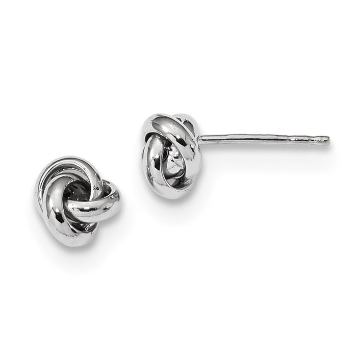 Million Charms 14k White Gold Polished Knot Post Earrings, 6.8mm