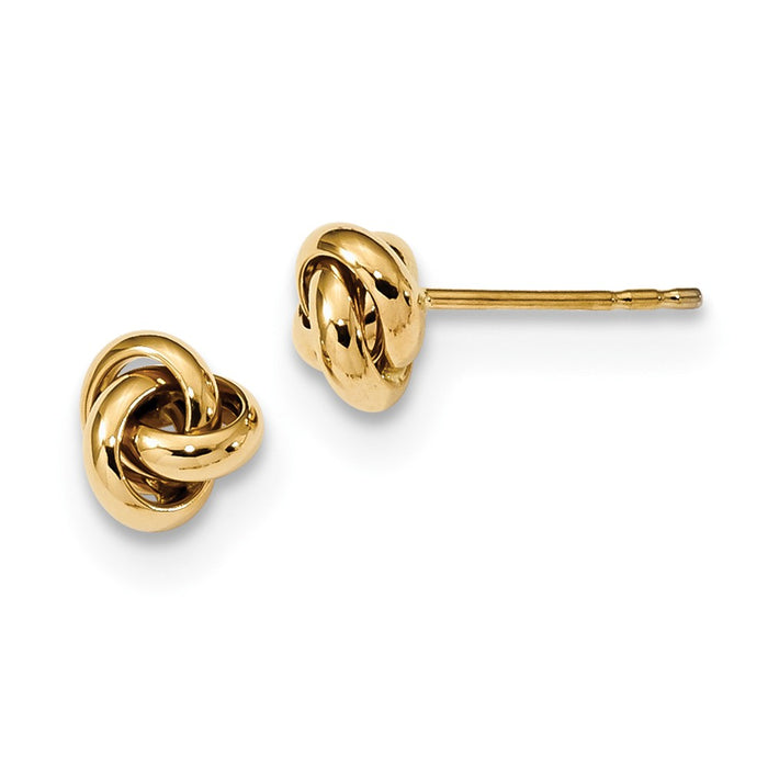 Million Charms 14k Yellow Gold Polished Love Knot Post Earrings, 6.8mm