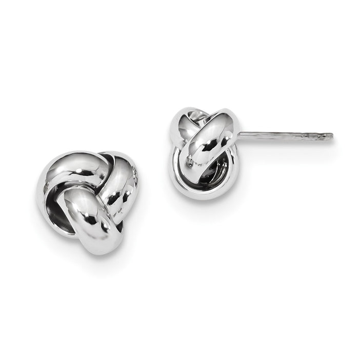 Million Charms 14k White Gold Polished Love Knot Post Earrings, 10mm x 10mm
