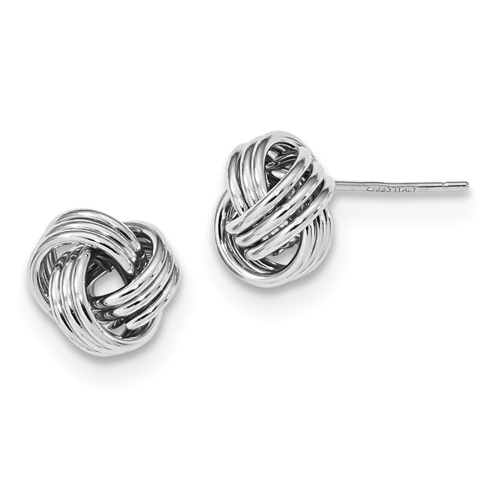 Million Charms 14k White Gold Polished Triple Love Knot Post Earrings, 10mm x 10mm
