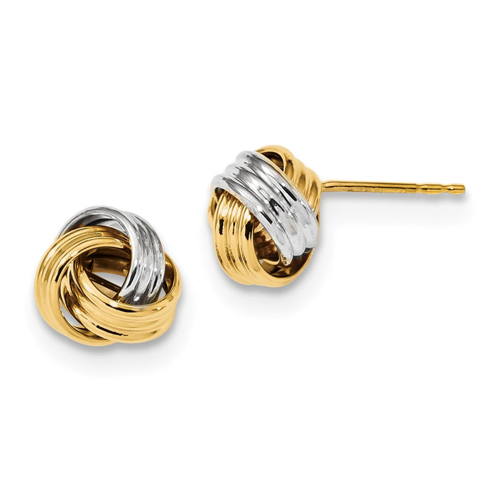 Million Charms 14k Two-Tone Polished Love Knot Post Earrings, 10mm