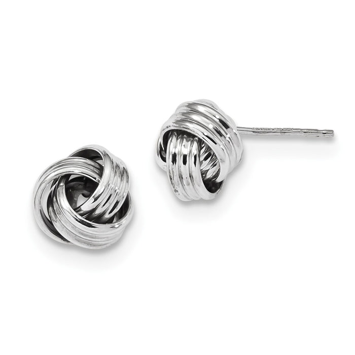 Million Charms 14k White Gold Polished Love Knot Post Earrings, 10mm