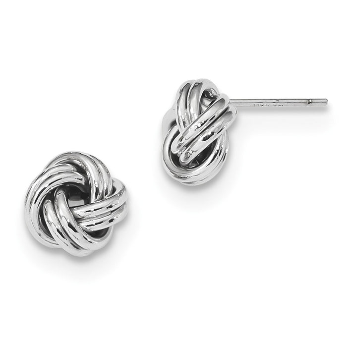 Million Charms 14k White Gold Polished Double Love Knot Post Earrings, 9mm x 8mm