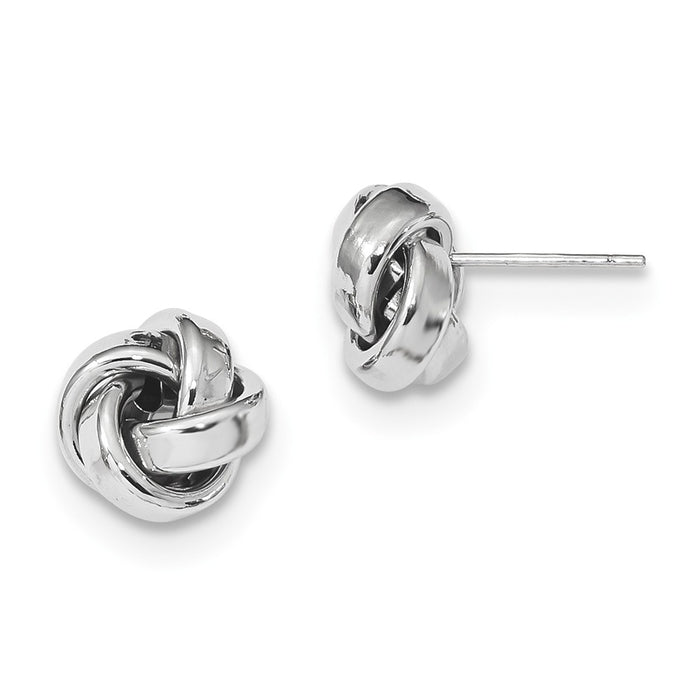 Million Charms 14k White Gold Polished Love Knot Post Earrings, 10mm x 10mm