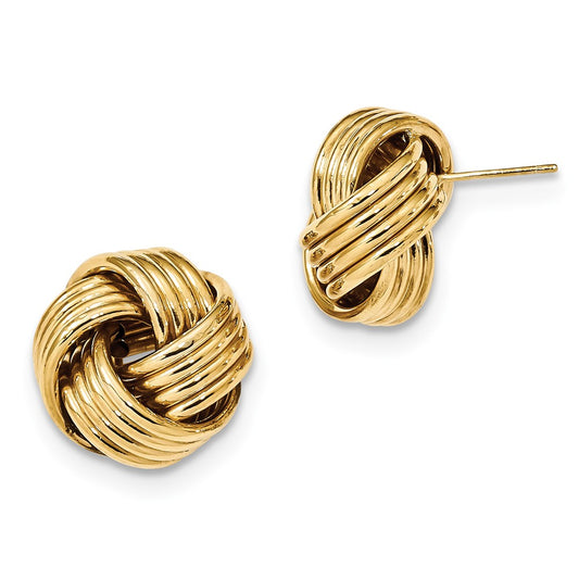 Million Charms 14k Yellow Gold Polished Love Knot Post Earrings, 16mm x 16mm