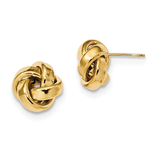 Million Charms 14k Yellow Gold Polished Love Knot Post Earrings, 12mm x 12mm