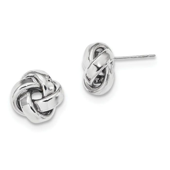 Million Charms 14k White Gold Polished Love Knot Post Earrings, 12mm x 12mm