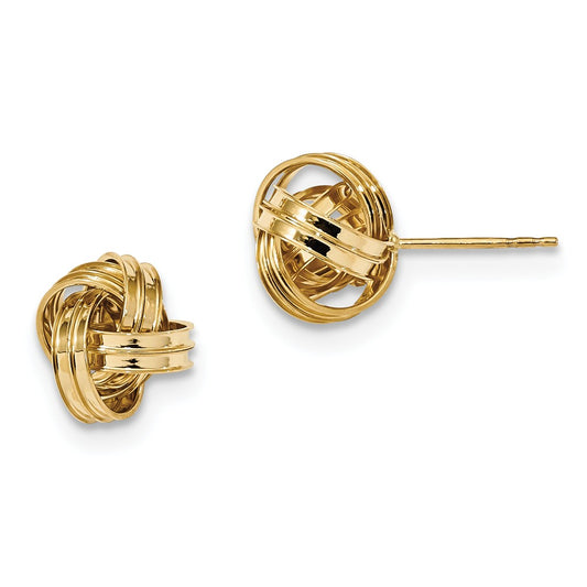 Million Charms 14k Yellow Gold Polished Love knot Post Earrings, 11mm