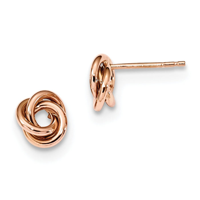 Million Charms 14k Rose Gold Polished Love Knot Post Earrings, 8mm