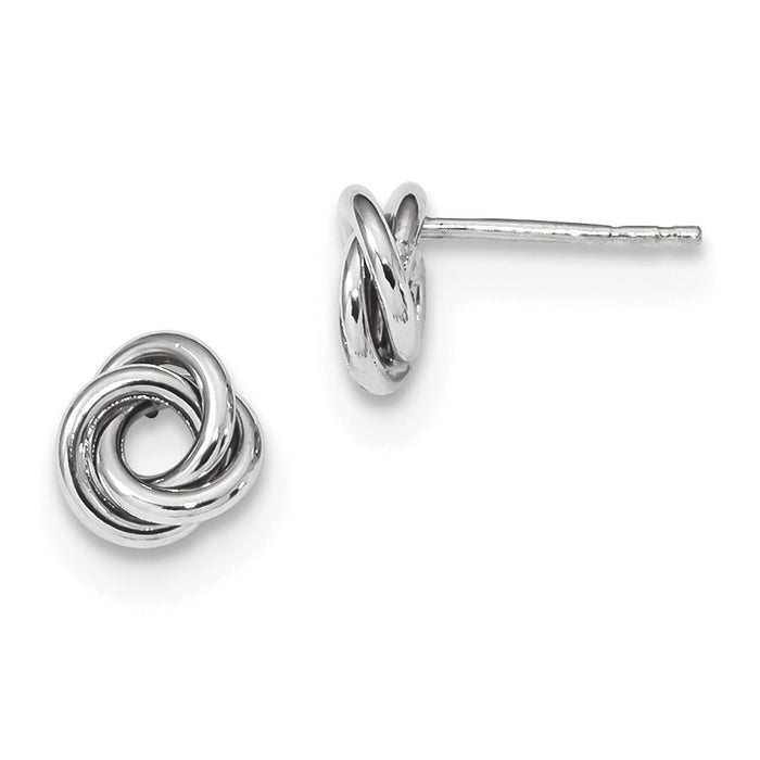 Million Charms 14k White Gold Polished Love Knot Post Earrings, 8mm