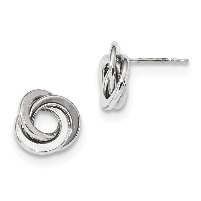 Million Charms 14k White Gold Polished Love Knot Post Earrings, 11mm