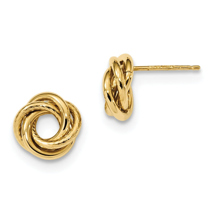 Million Charms 14k Yellow Gold Gold Polished Love Knot Post Earrings, 11mm
