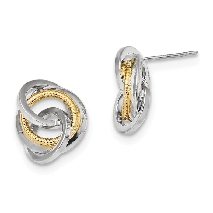 Million Charms 14k Two-Tone Polished & Textured Post Earrings, 17mm