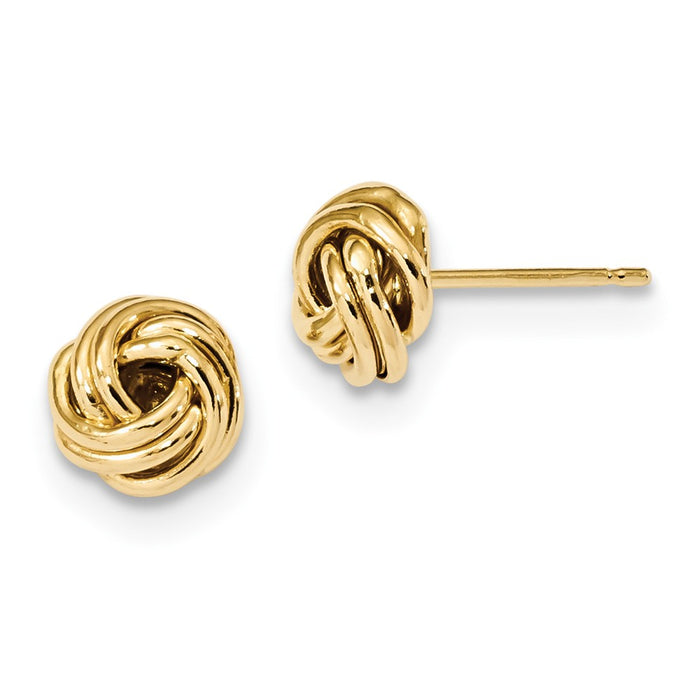 Million Charms 14k Yellow Gold Polished Love Knot Post Earrings, 9mm
