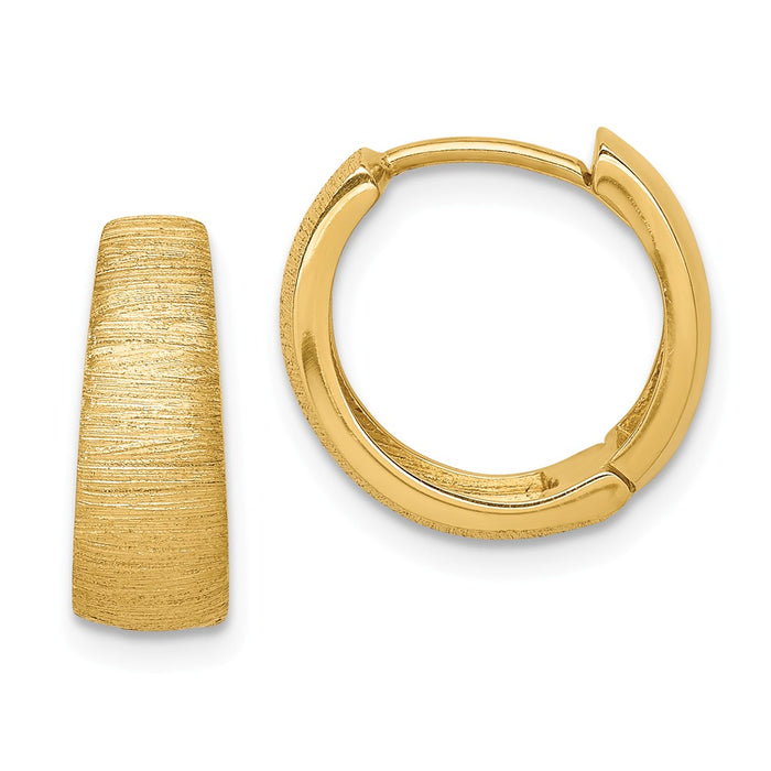 Million Charms 14k Yellow Gold Textured Hoop Earrings,