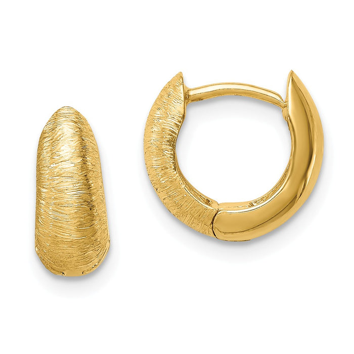 Million Charms 14k Yellow Gold Textured Hoop Earrings,