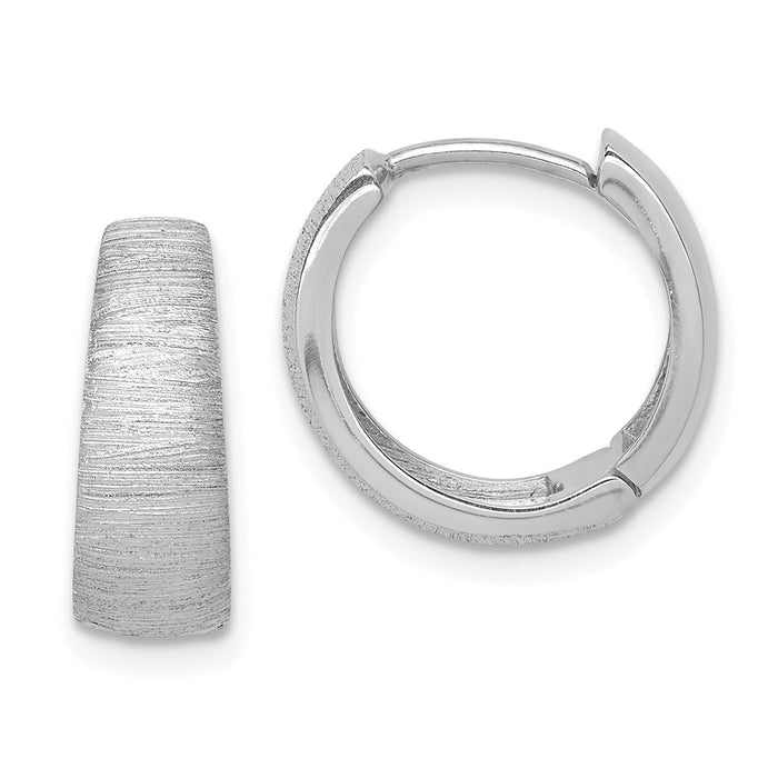 Million Charms 14K White Gold Textured Hoop Earrings,