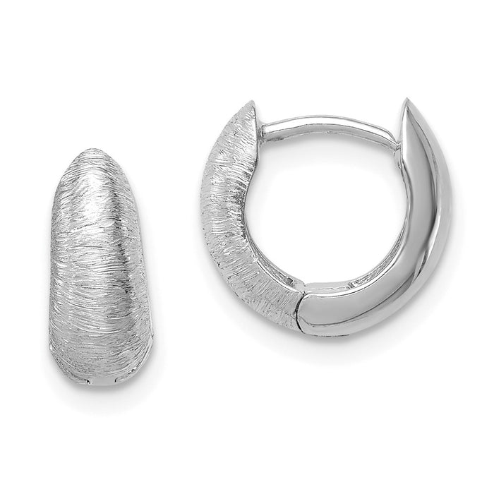 Million Charms 14K White Gold Textured Hoop Earrings,