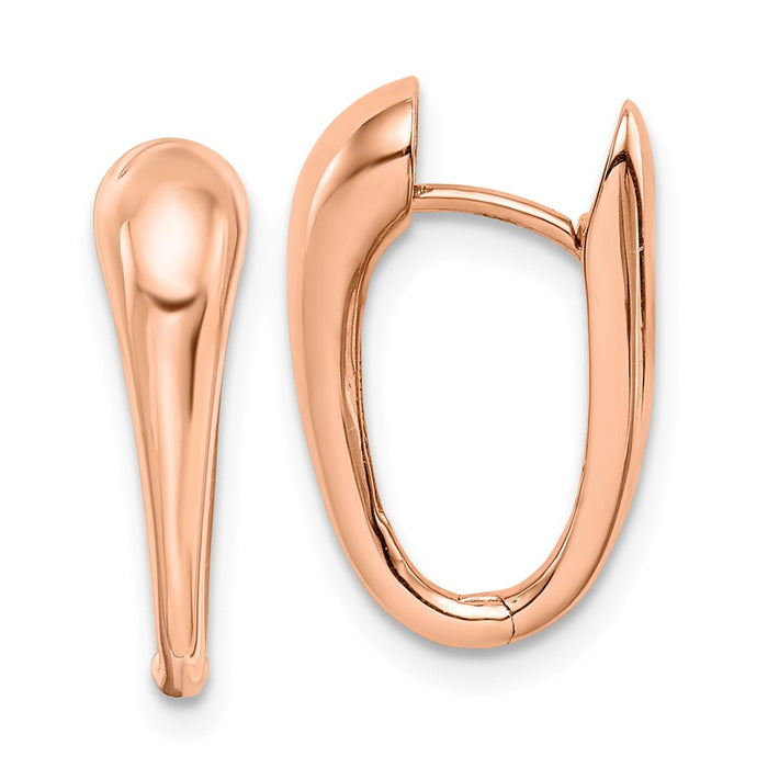 Million Charms 14K Rose Gold Polished Hinged Hoop Earrings,
