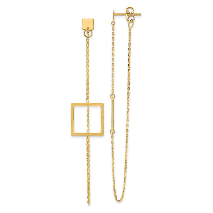 Million Charms 14k Yellow Gold Square Post Dangle Earrings,