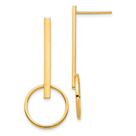 Million Charms 14k Yellow Gold Polished Post Dangle Earrings,