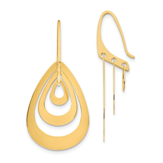 Million Charms 14k Yellow Gold Triple Teardrop Dangle Earrings,