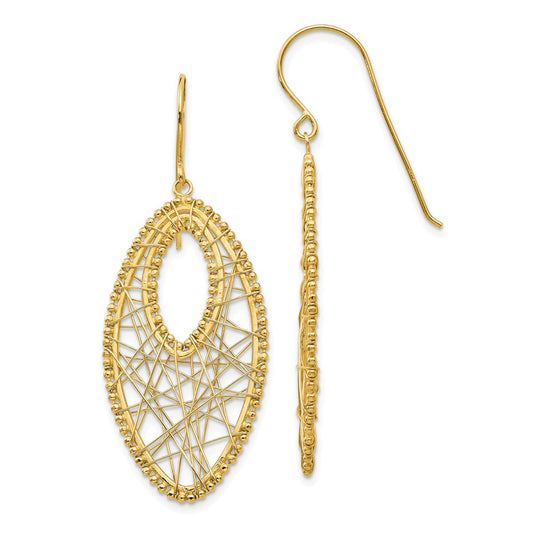 Million Charms 14k Yellow Gold Oval & Web Earrings, 48mm x 18mm