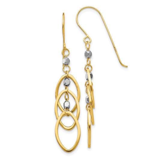 Million Charms 14k Two-tone Oval & Bead Dangle Earrings, 45mm x 8mm